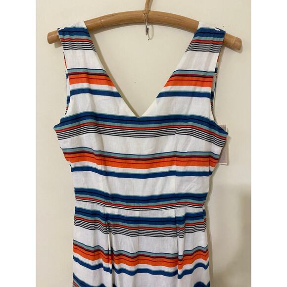 NWT Anthropologie Jumpsuit Linen Striped Sleeveless Cropped Pockets size Large - Picture 4 of 8
